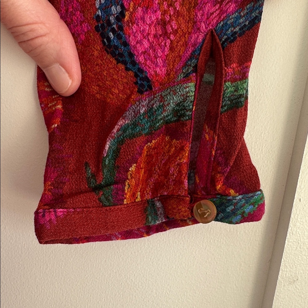 Farm Rio Red Delicate Leaves Maxi Dress Size Medium - Picture 8 of 12